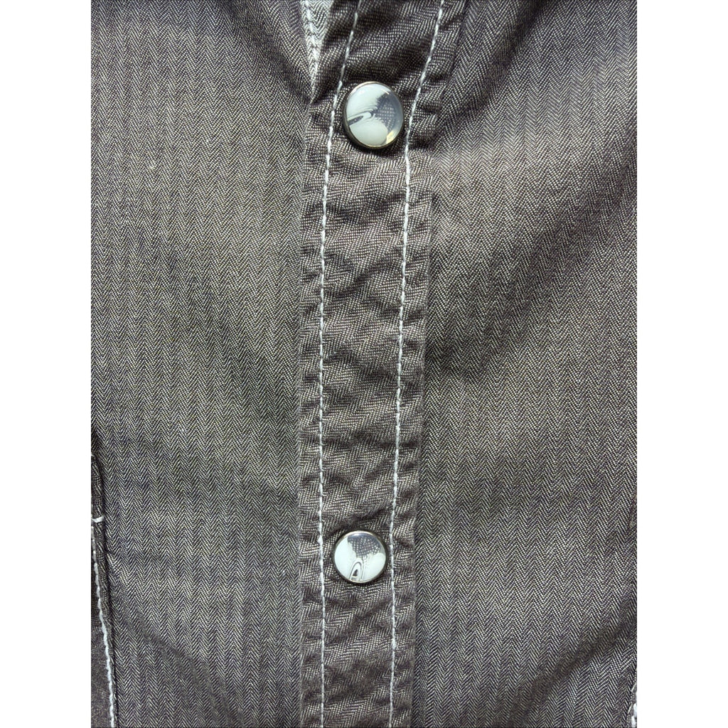 BKE Shirt Mens Standard Fit Pearl Snap Up Gray Large Cowboy Casual Western