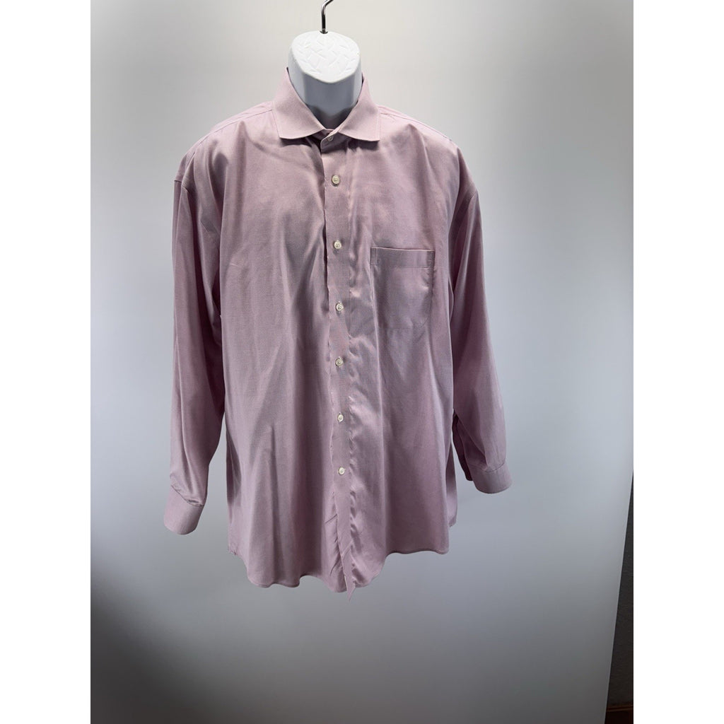 Joseph Abboud Button Up Shirt Mens 17.5 Lavender Egyptian Cotton Non-Iron