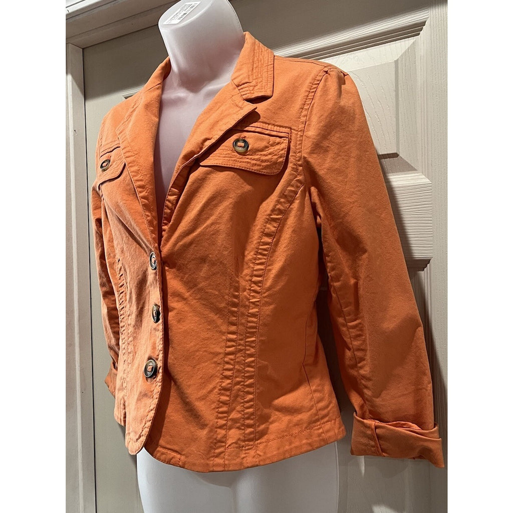 Tommy HIlfiger Jacket Women's Size 10 Orange Denim Pocket 100% Cotton VTG Y2K