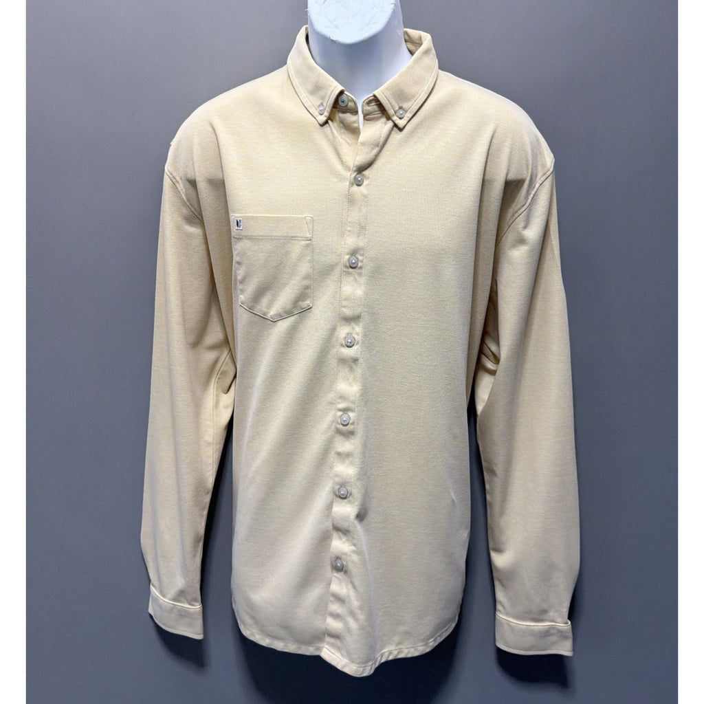 Linksoul Shirt Mens XL Button Up Yellow Tempus Fugit Button Down Casual