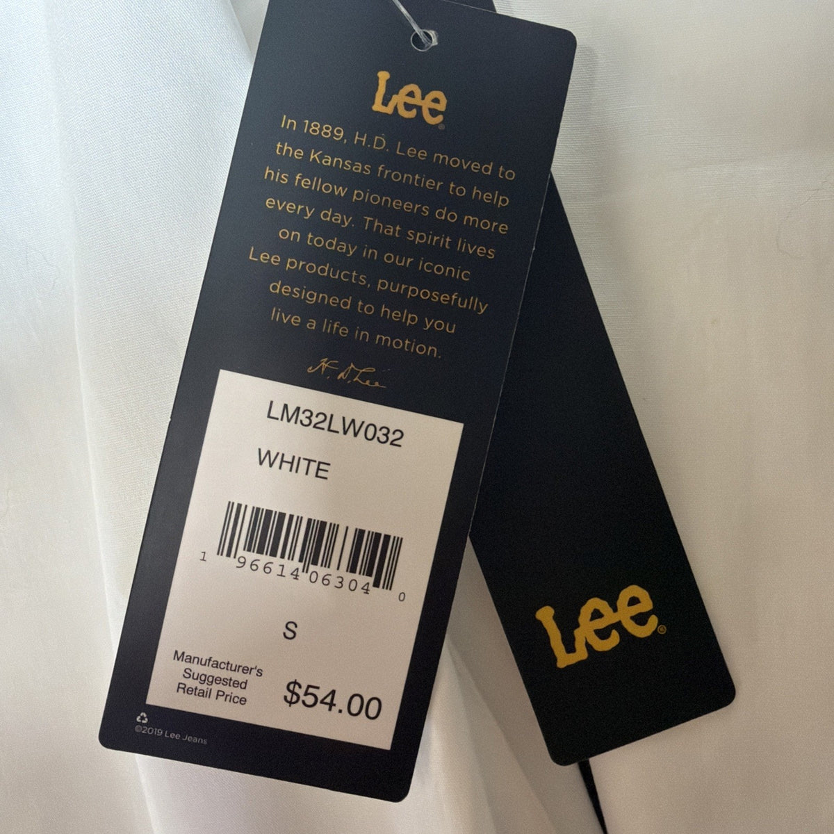 Lee Button Up Shirt Long Sleeve Men's Size Small White Regular Fit Soft NWT