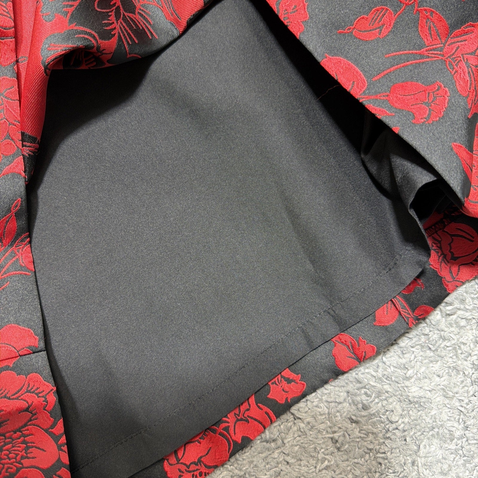 NWT Talbots Back Bow Floral Jacquard A-Line Dress Size 14P Red Black Msrp 179$