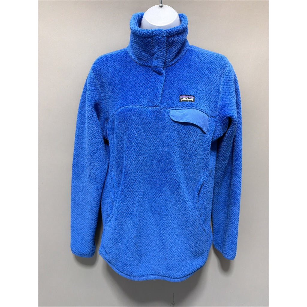 Patagonia Jacket Womens M Blue Re-Tool Snap-T Pullover Sweater Pocket Polartec