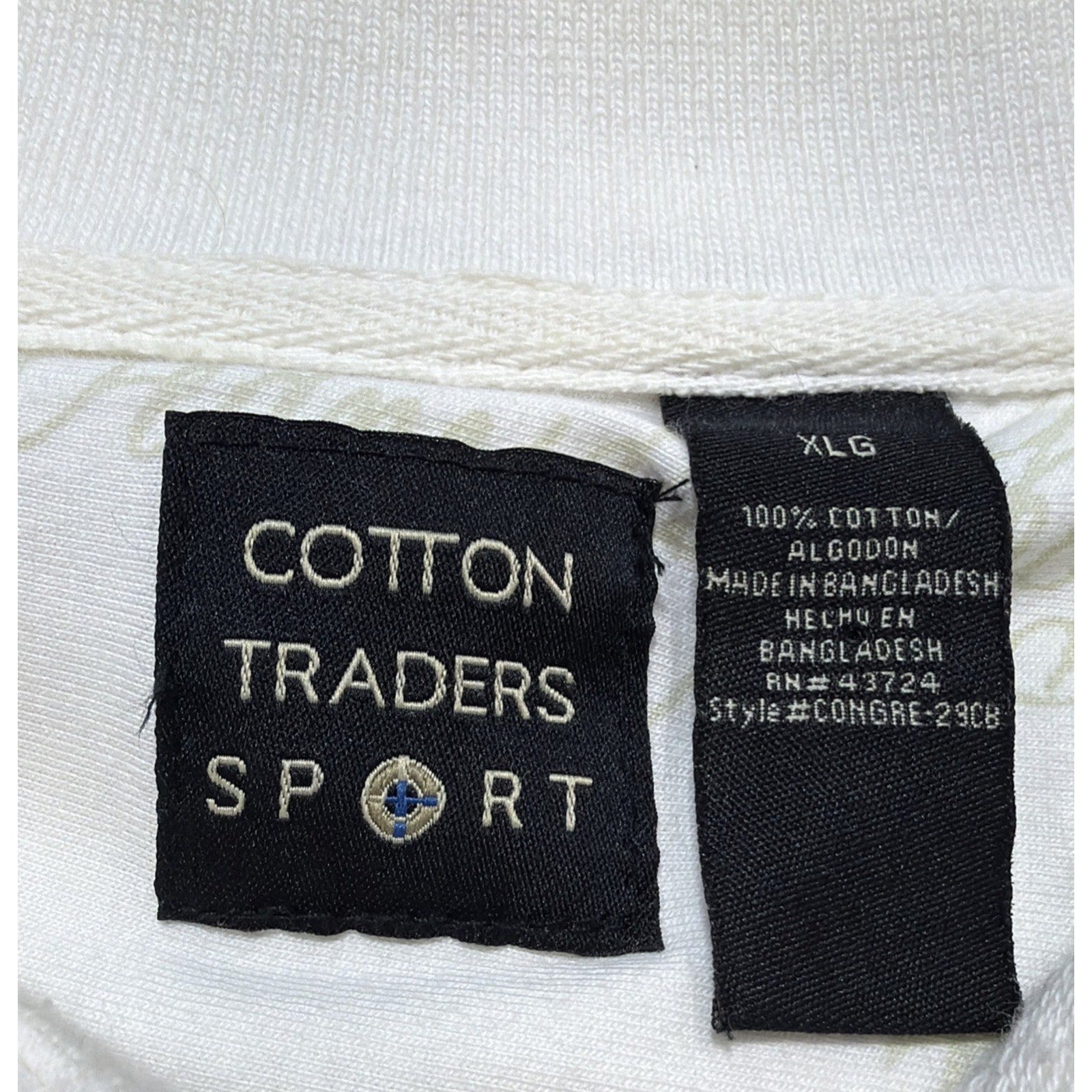 Cotton Traders Sport Polo Shirt Men XL White Red Blue Flag USA Patriotic Eagle