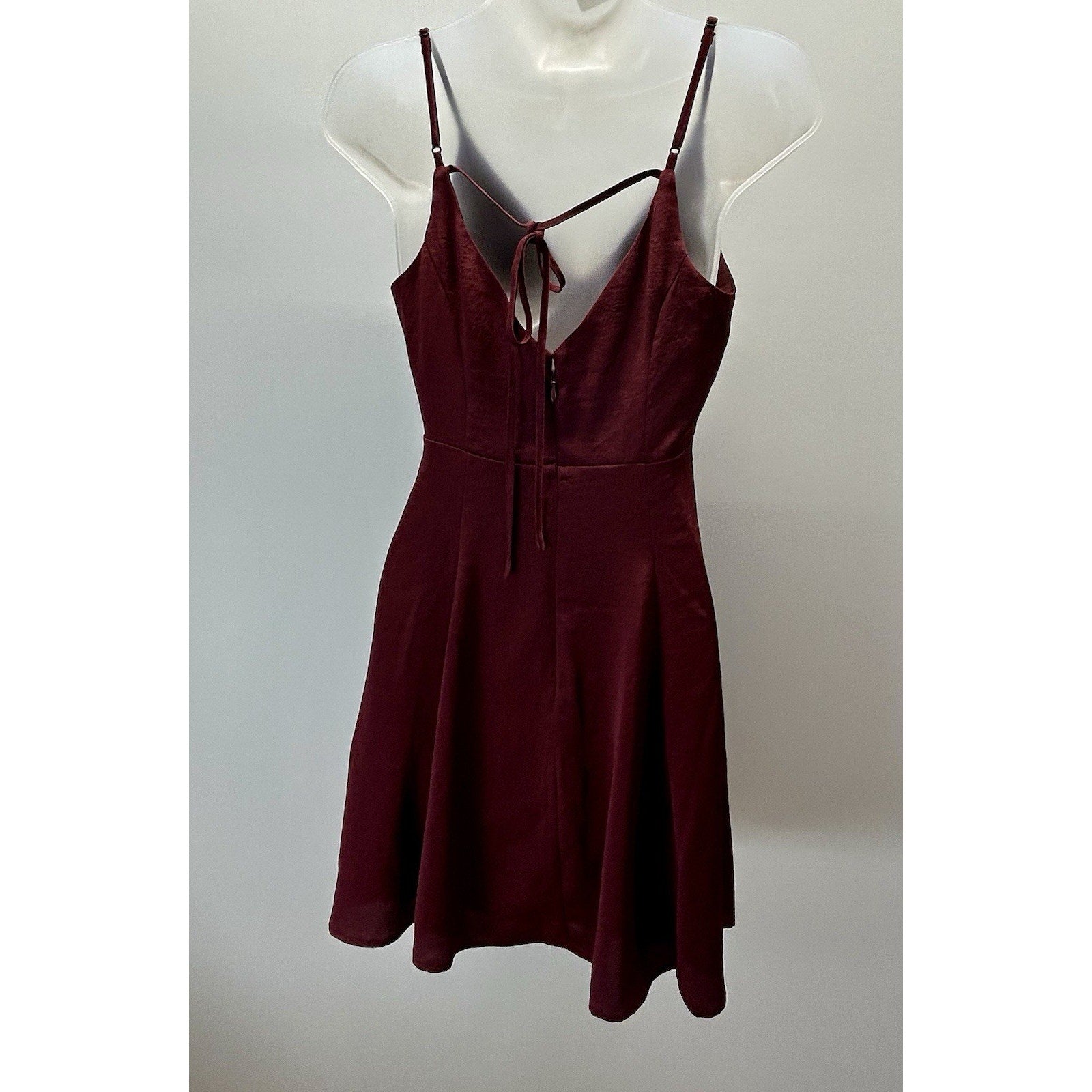 Express | Small | Maroon Velvet Sleeveless Deep-V Back Mini Cocktail Dress.