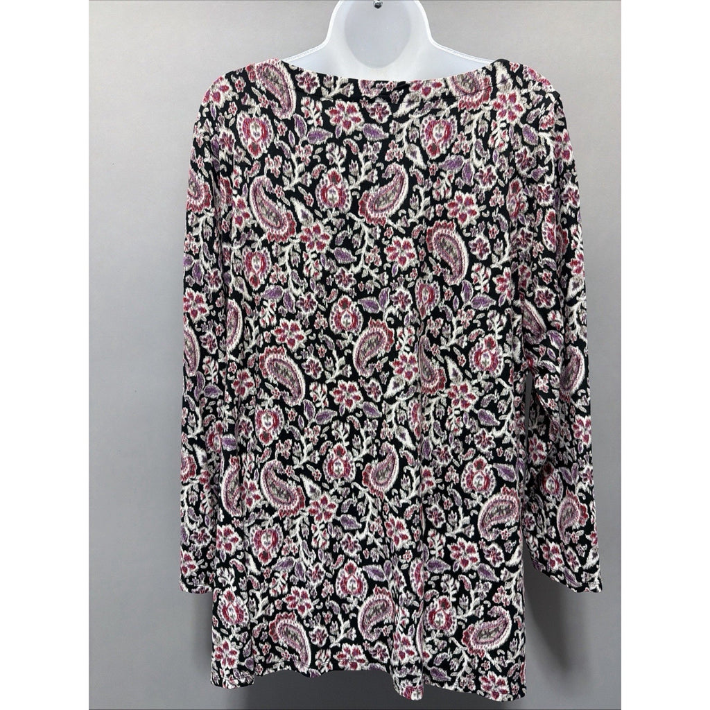 J. Jill Wearever Collection Womens L Blouse Shirt Paisley Floral Casual Career