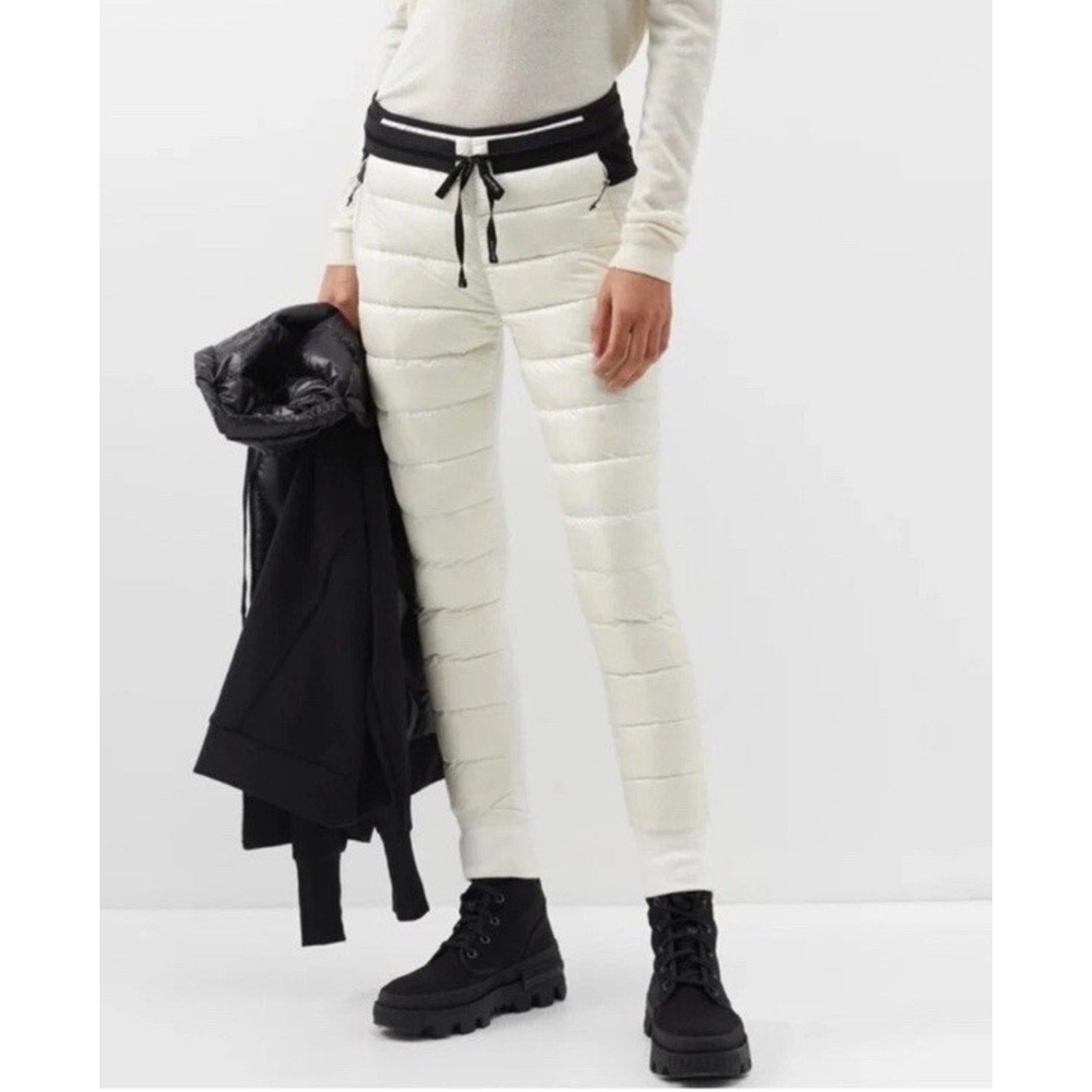 Holden Hybrid Down Jogger Pants Quilted Puffer Pull On White Pearl Womens Small