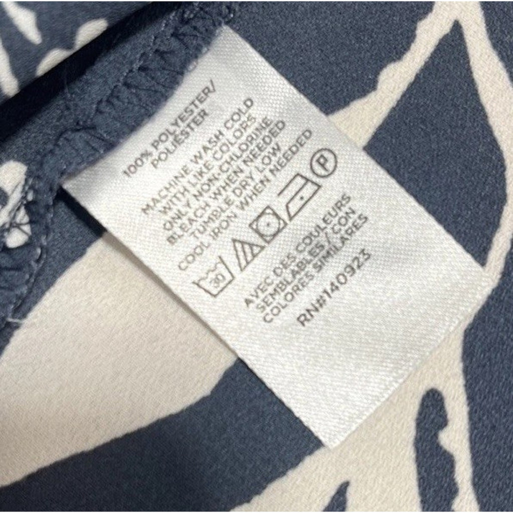 Loft Top Size Small Blue White Floral V-Neck Short Sleeve Blouse