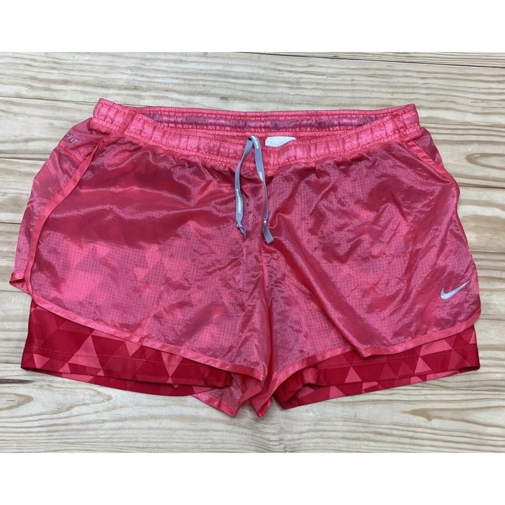 Nike DRI FIT Printed Pink Running Shorts Women’s size L