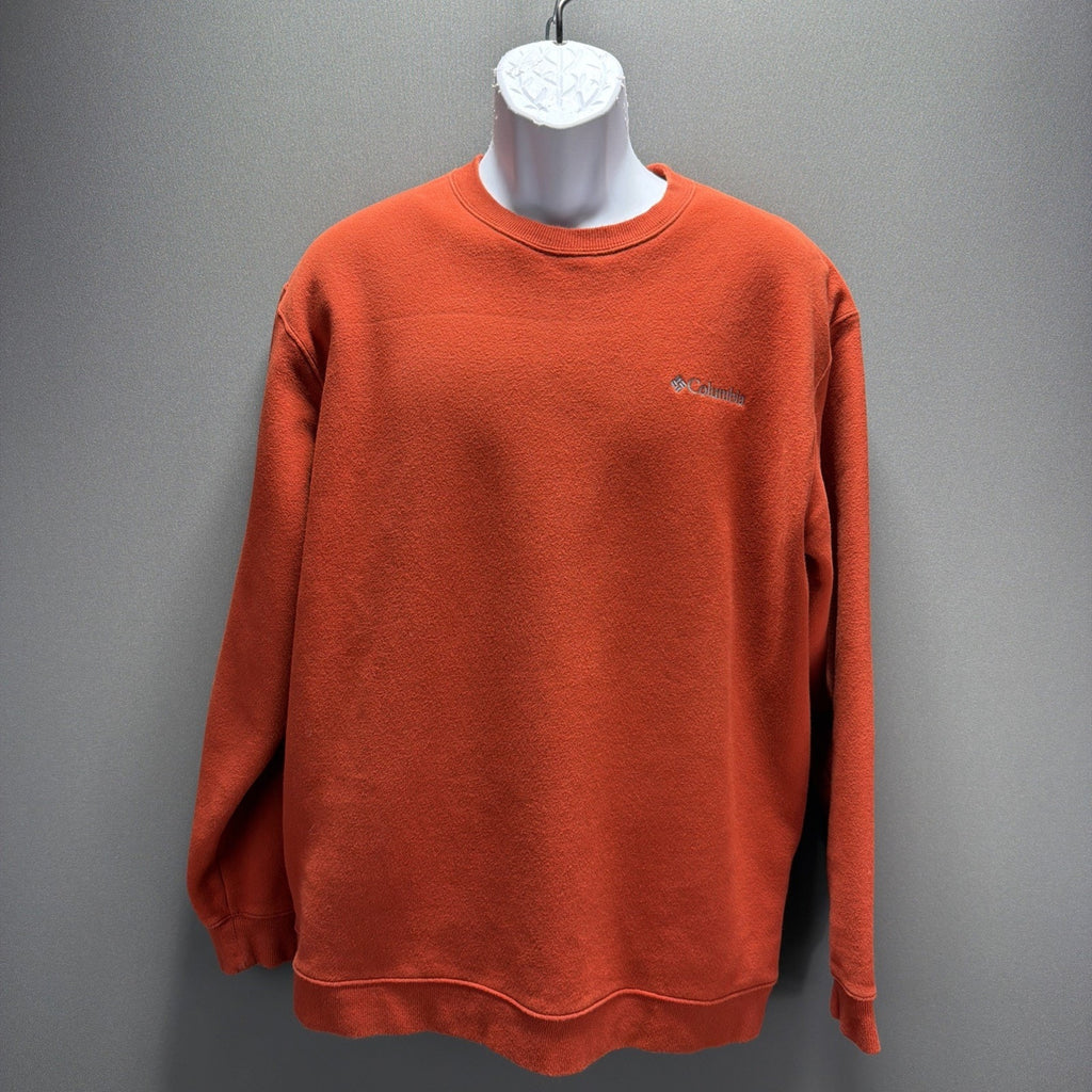 Columbia Orange Embroidered Logo Super Soft Fleece Sweater Size L Mens