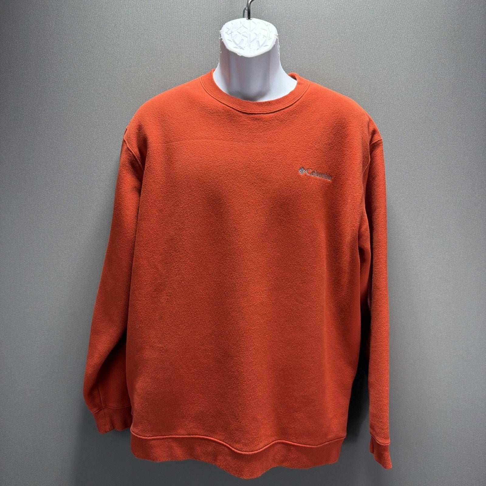 Columbia Orange Embroidered Logo Super Soft Fleece Sweater Size L Mens
