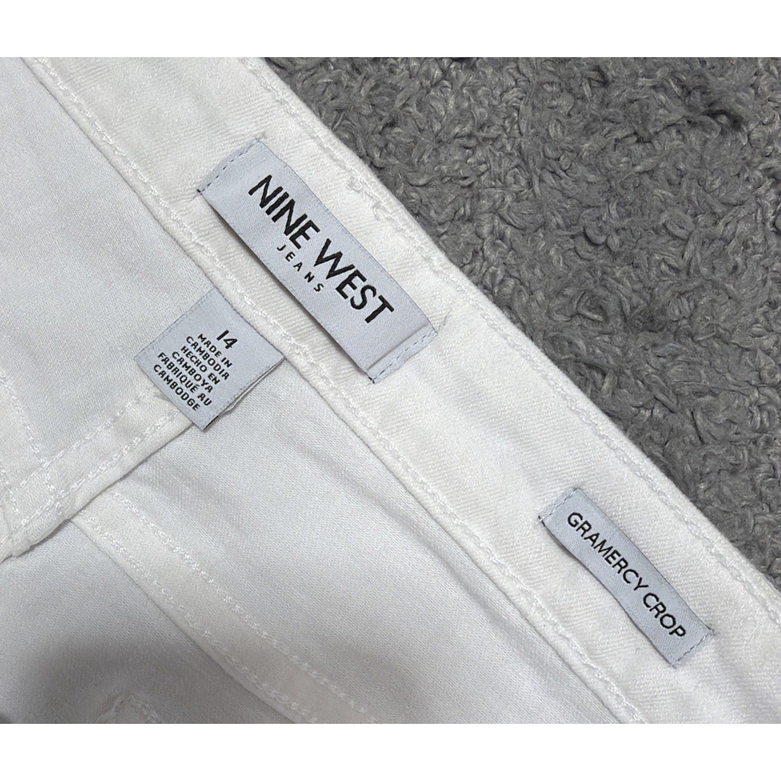 Nine West Women's Twill Slim Fit Gramercy Crop Jean Bright White Size 14