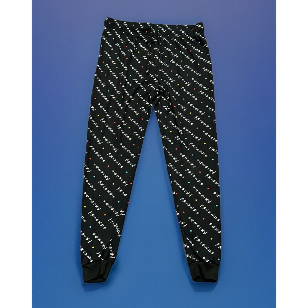 Friends Logo Comfy Lounge Pants Black Drawstring Waist Cotton Women's Size S