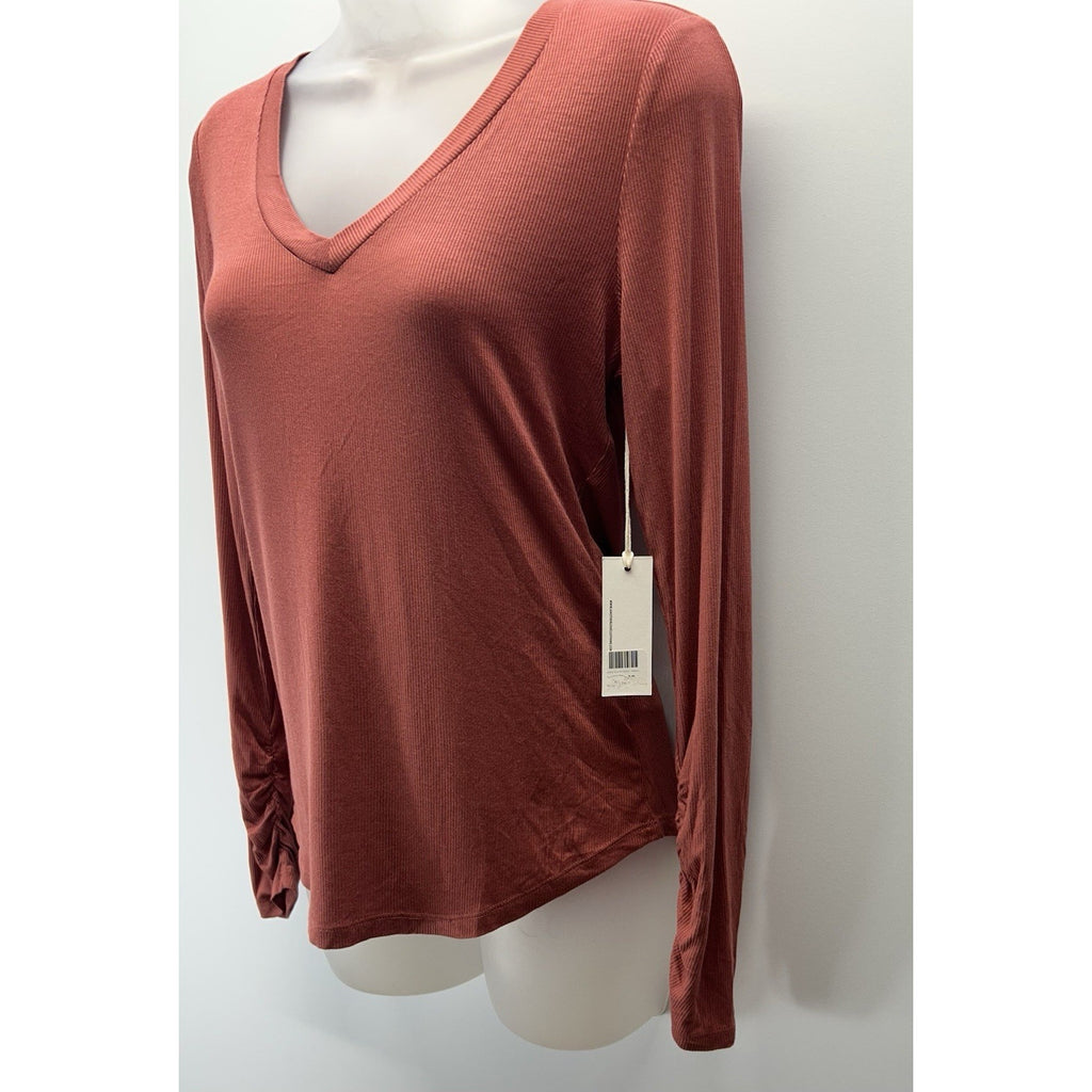 Another Love Mauve Long Sleeve V-Neck T-Shirt Small New With Tags.
