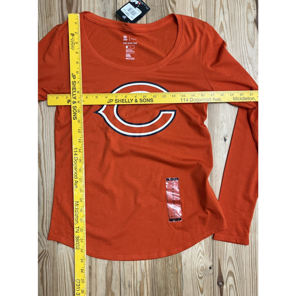 NWT Chicago Bears Shirt Womens M Blue Orange Nike Tee NFL Team Logo Long Sleeve