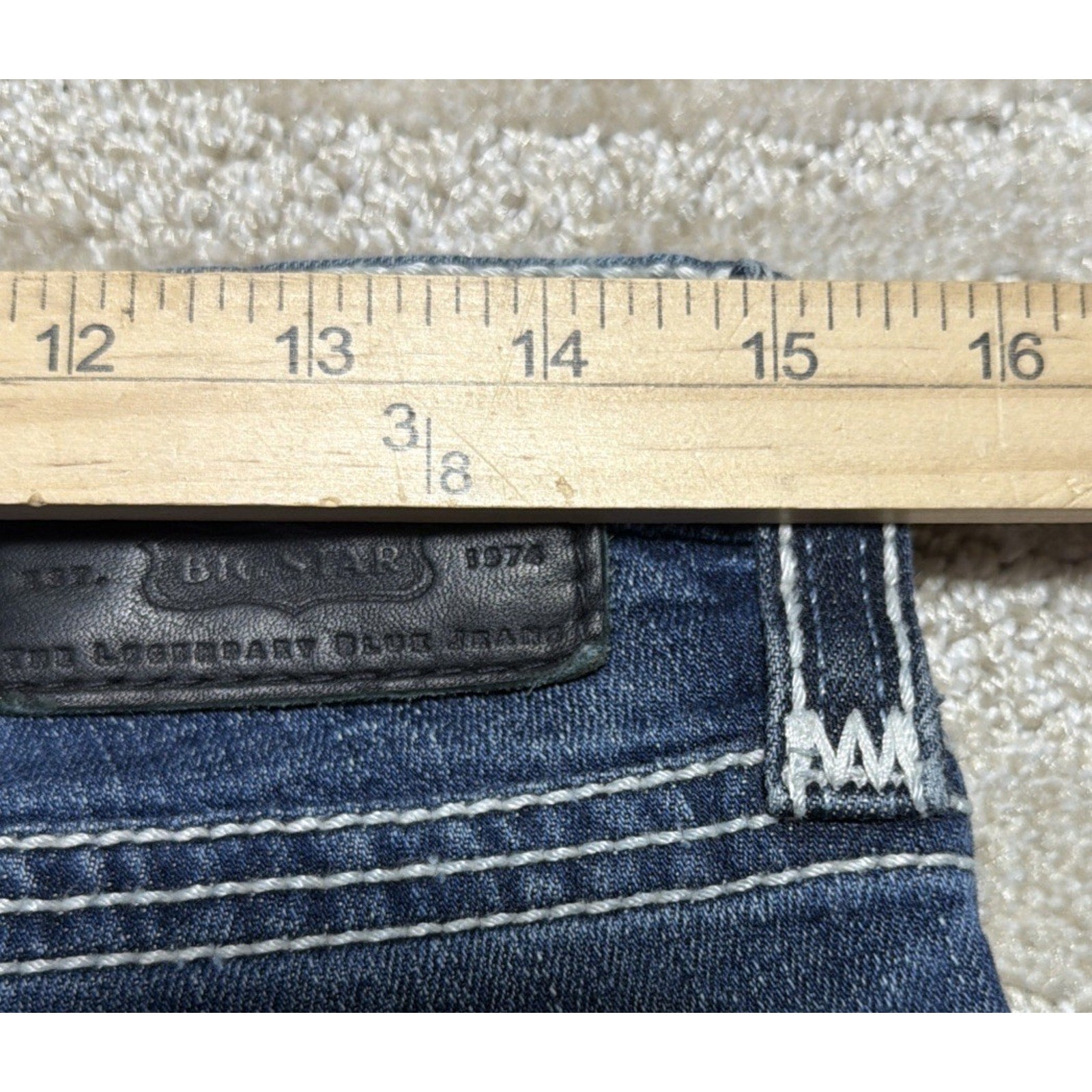Big Star Womens Vtg Liv Slim Boot Jeans Heavy Stitch Flap Pock Y2K Western 29x36