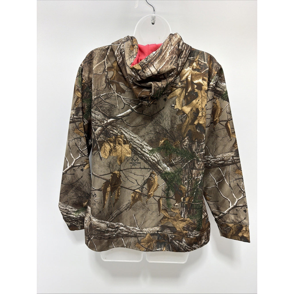 Realtree Women Sweatshirt Medium Brown Camo Hoodie Logo Graphic Embroidered