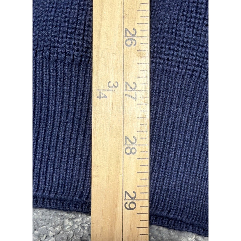 Vinatge Caterpillar Equipment Blue Henley Knit Sweater Size XXL Made In USA