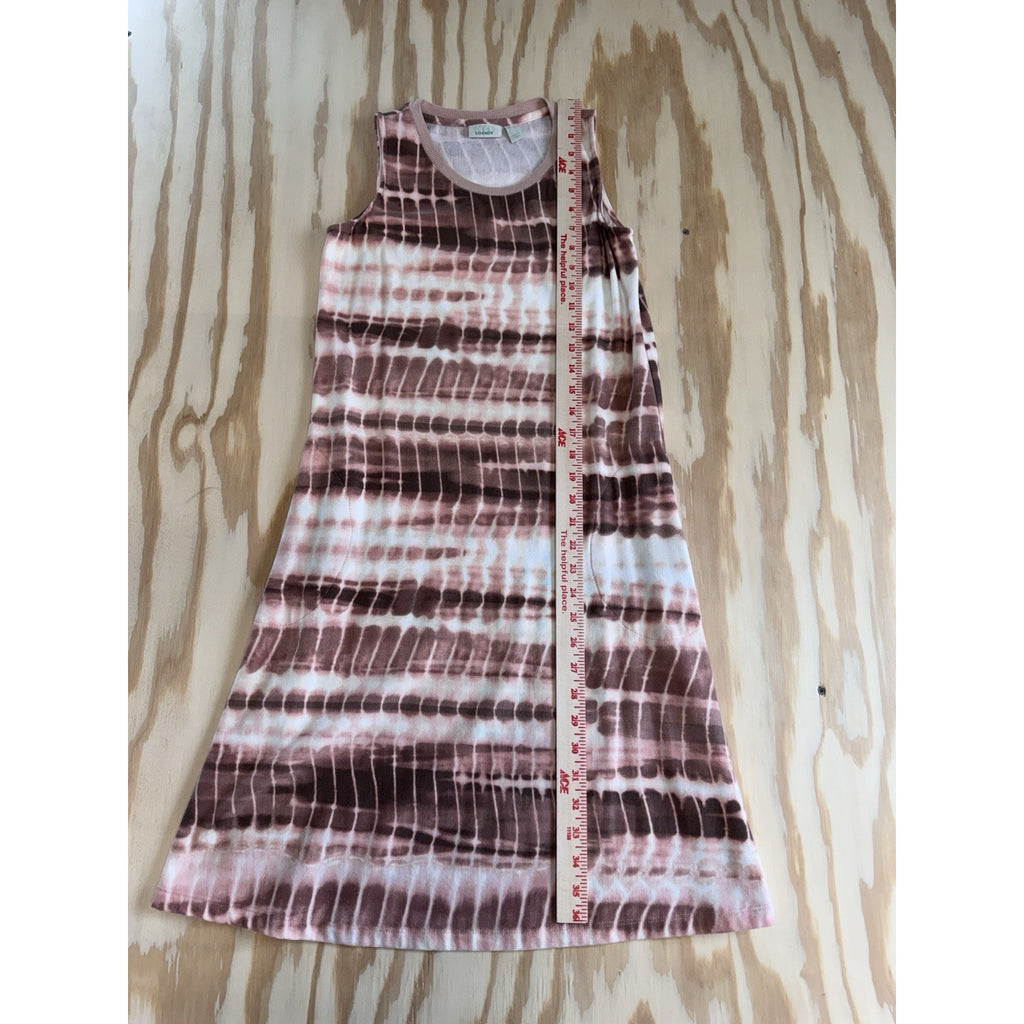 LOGO Lounge Tie Dye Dress Womens Small Sleeveless Pink Brown Swing Casual Pocket