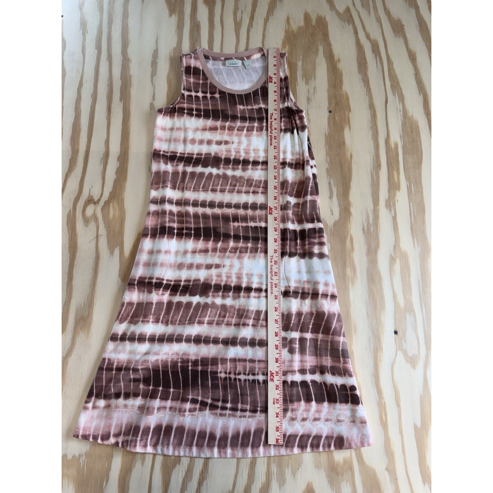 LOGO Lounge Tie Dye Dress Womens Small Sleeveless Pink Brown Swing Casual Pocket