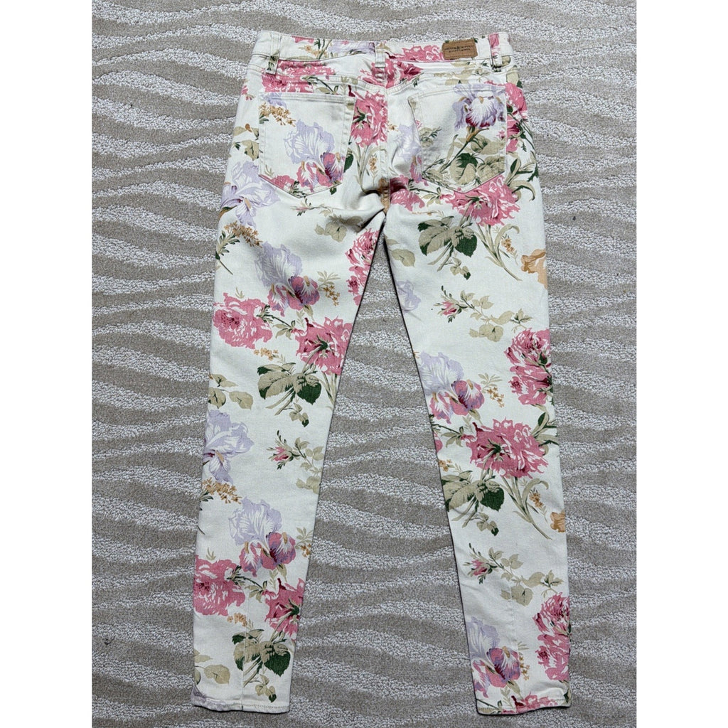 Vtg Denim & Supply Ralph Lauren Floral Print Skinny Jeans Ankle Zip Size 28