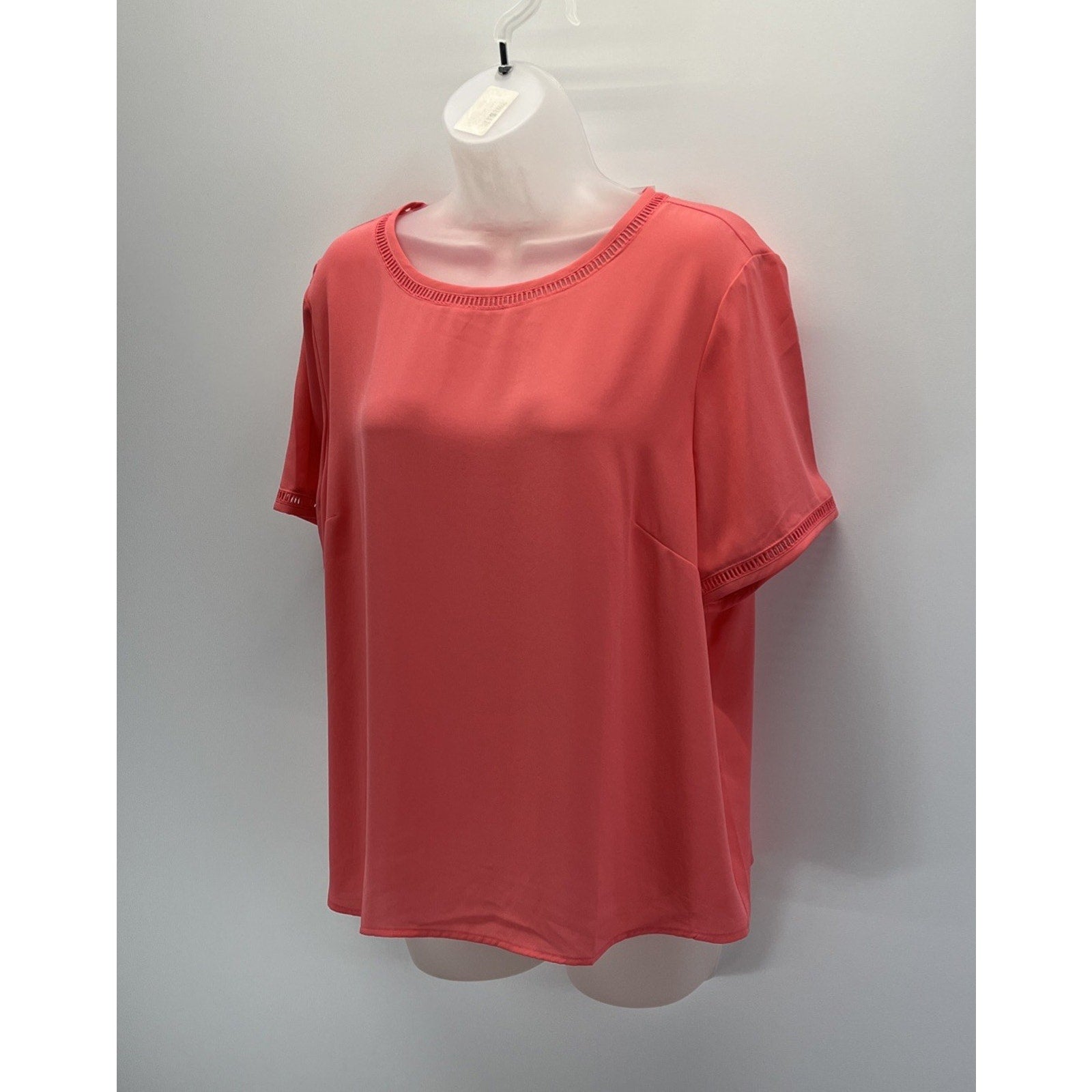 NWT J.CREW Womens Pink Embroidered Trim Button Back Short Sleeve Blouse Top XL