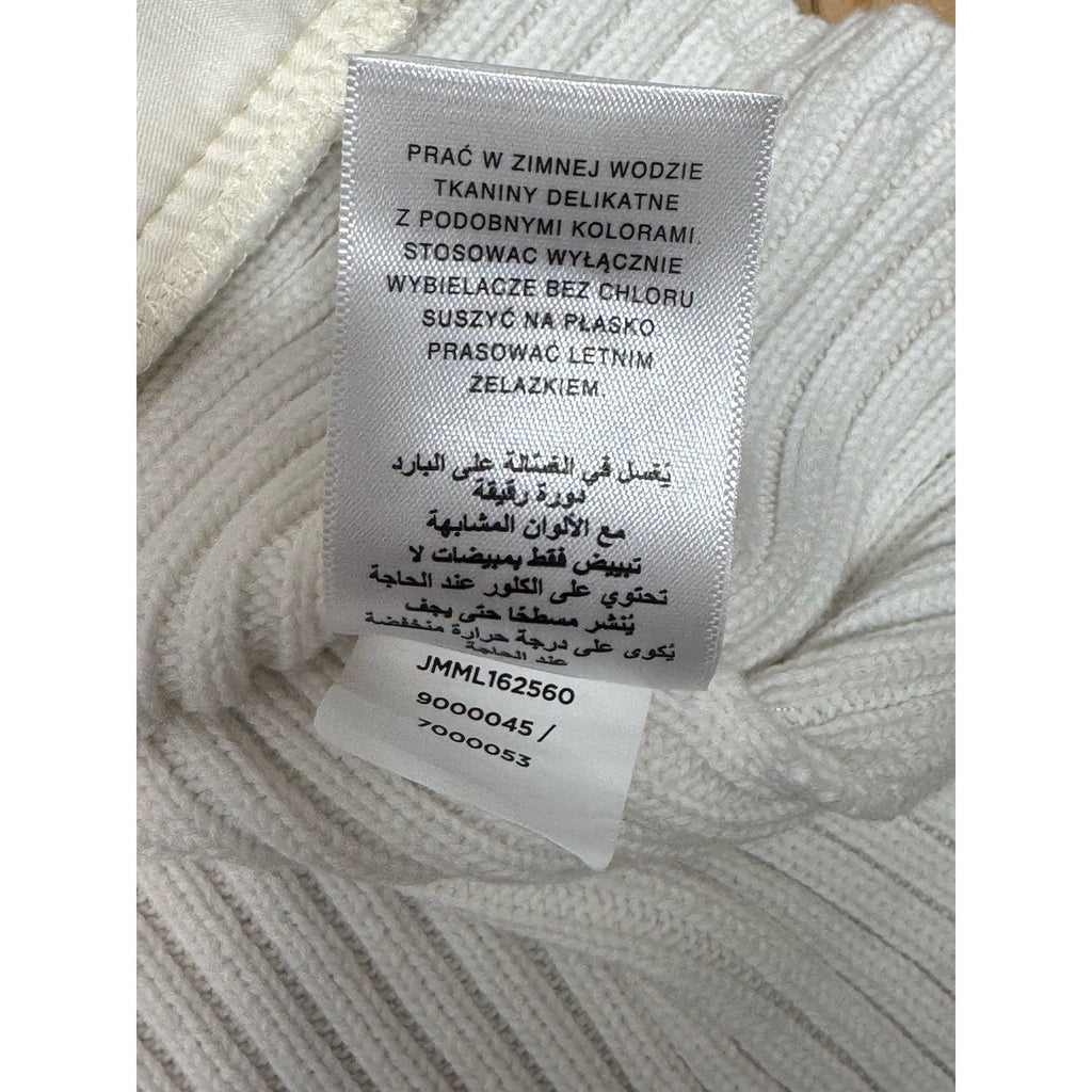 Jones New York White Puffer Vest Quilted Cotton Sweater Back Zip Jacket Women M