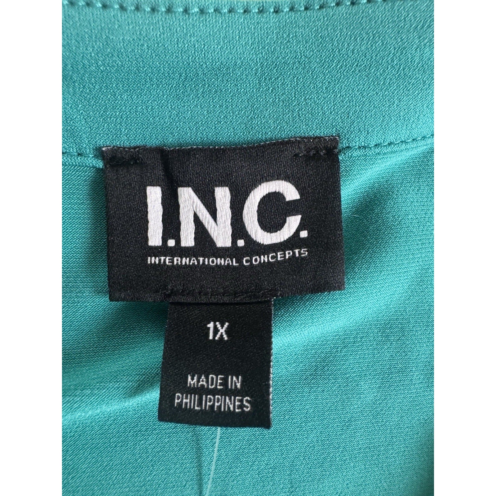 INC International Concepts 1X Plus Teal Lace Up V Neck Knit Top NWT $54.50