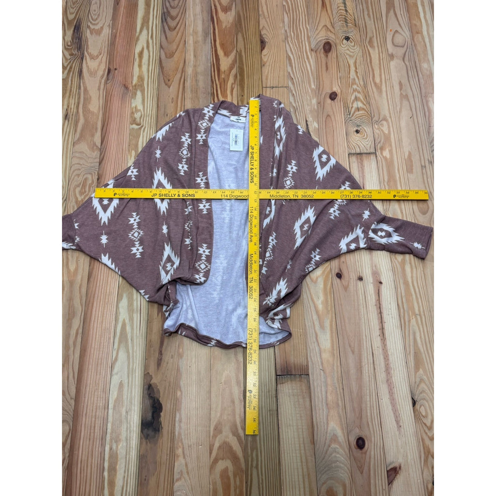 Entro Women's Size Medium Aztec Open Cardigan Kimono Terra Cotta NWT