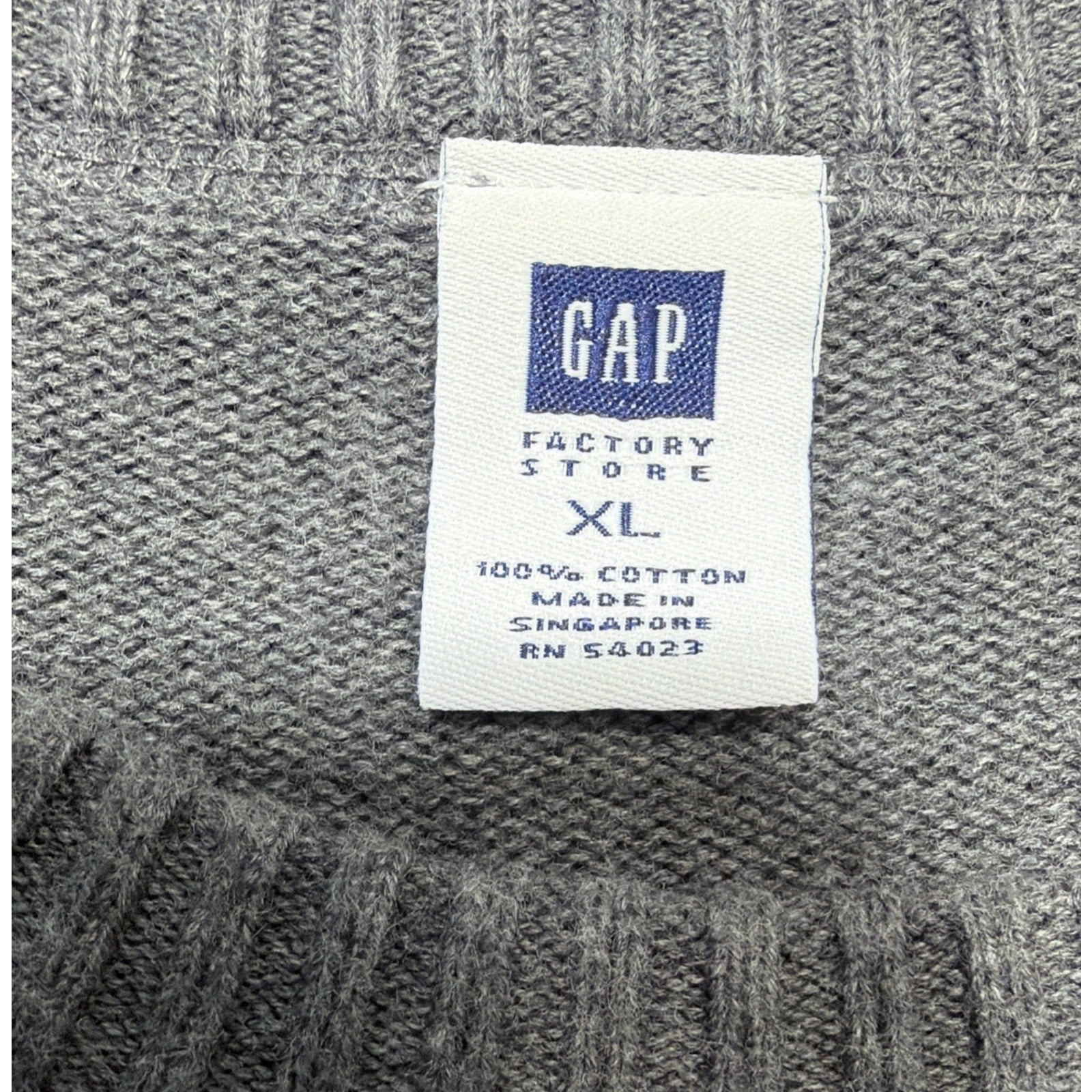 Vintage Y2K GAP Pullover 100% Cotton Sweater XL Gray neck Preppy Minimalist 2003