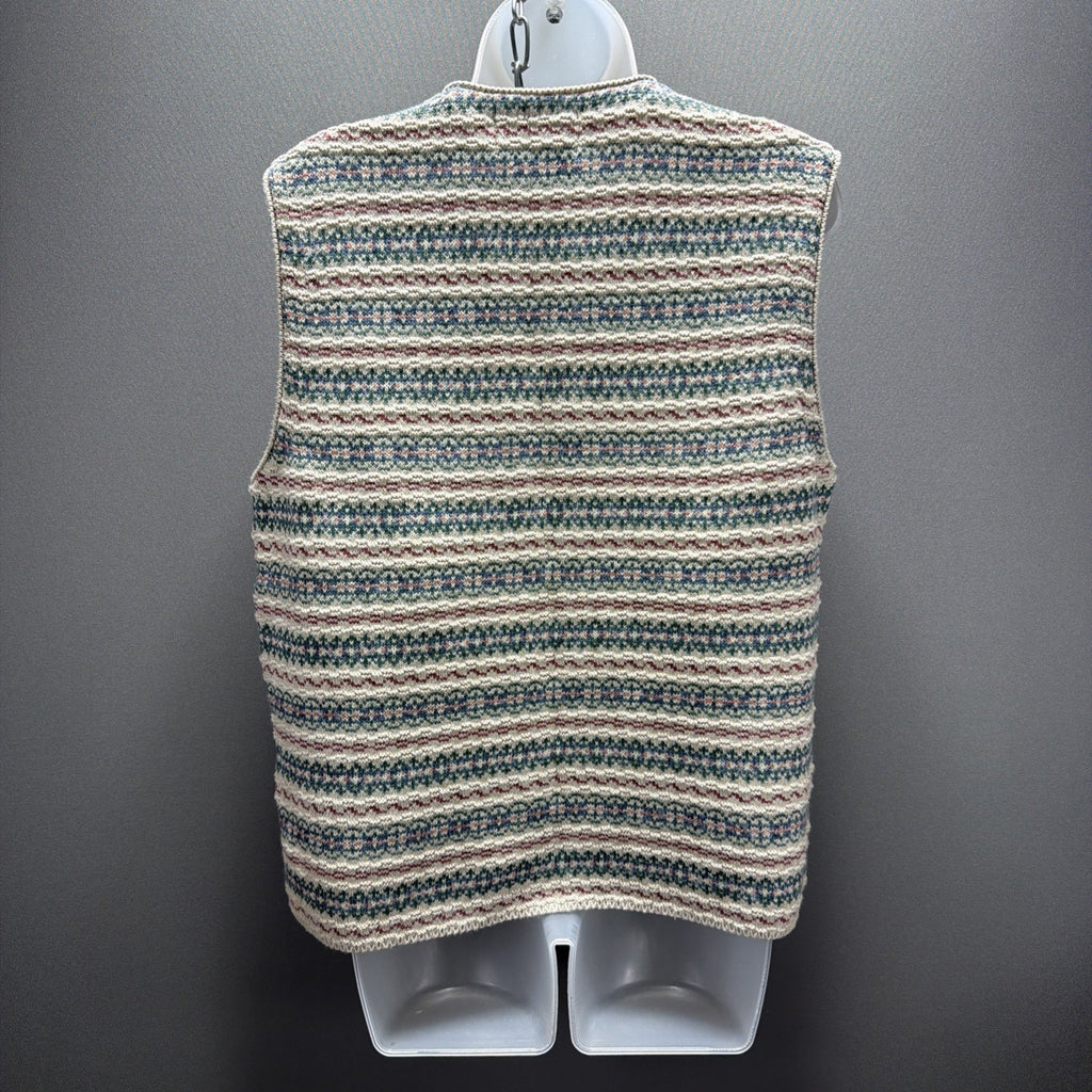 Vintage Eddie Bauer Women's Medium Sweater Vest Fair Isle Button Made In USA