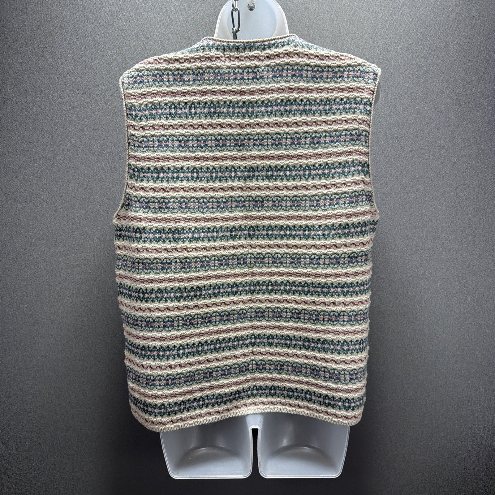 Vintage Eddie Bauer Women's Medium Sweater Vest Fair Isle Button Made In USA