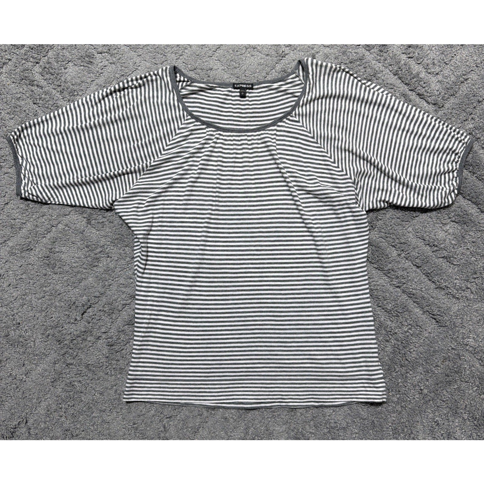Express Women's Striped Flutter Sleeve Oversized Blouse Top Tunic Size Small