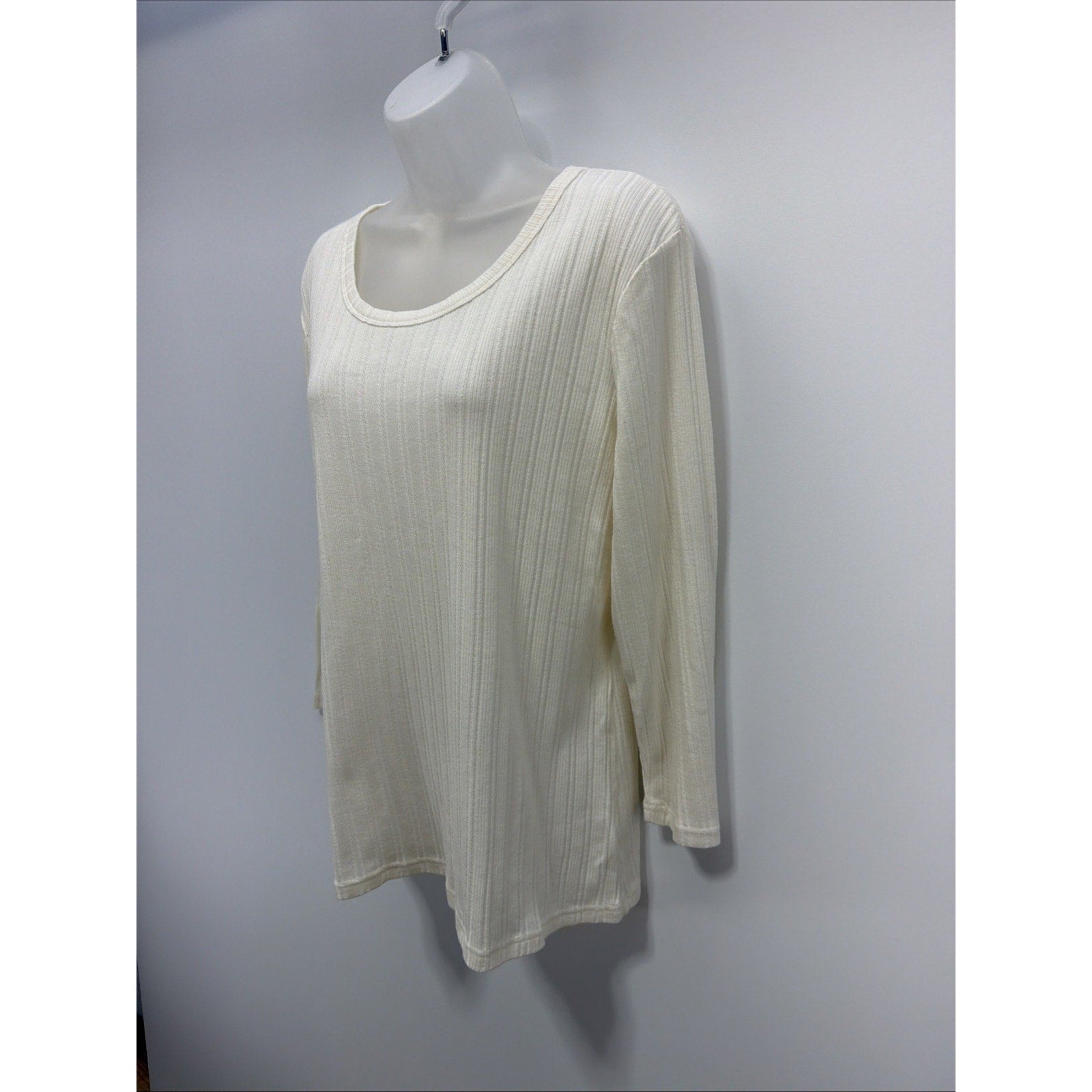Croft & Barrow Women Sweater XL Round Hem Scoop Neck Cable Knit Ivory