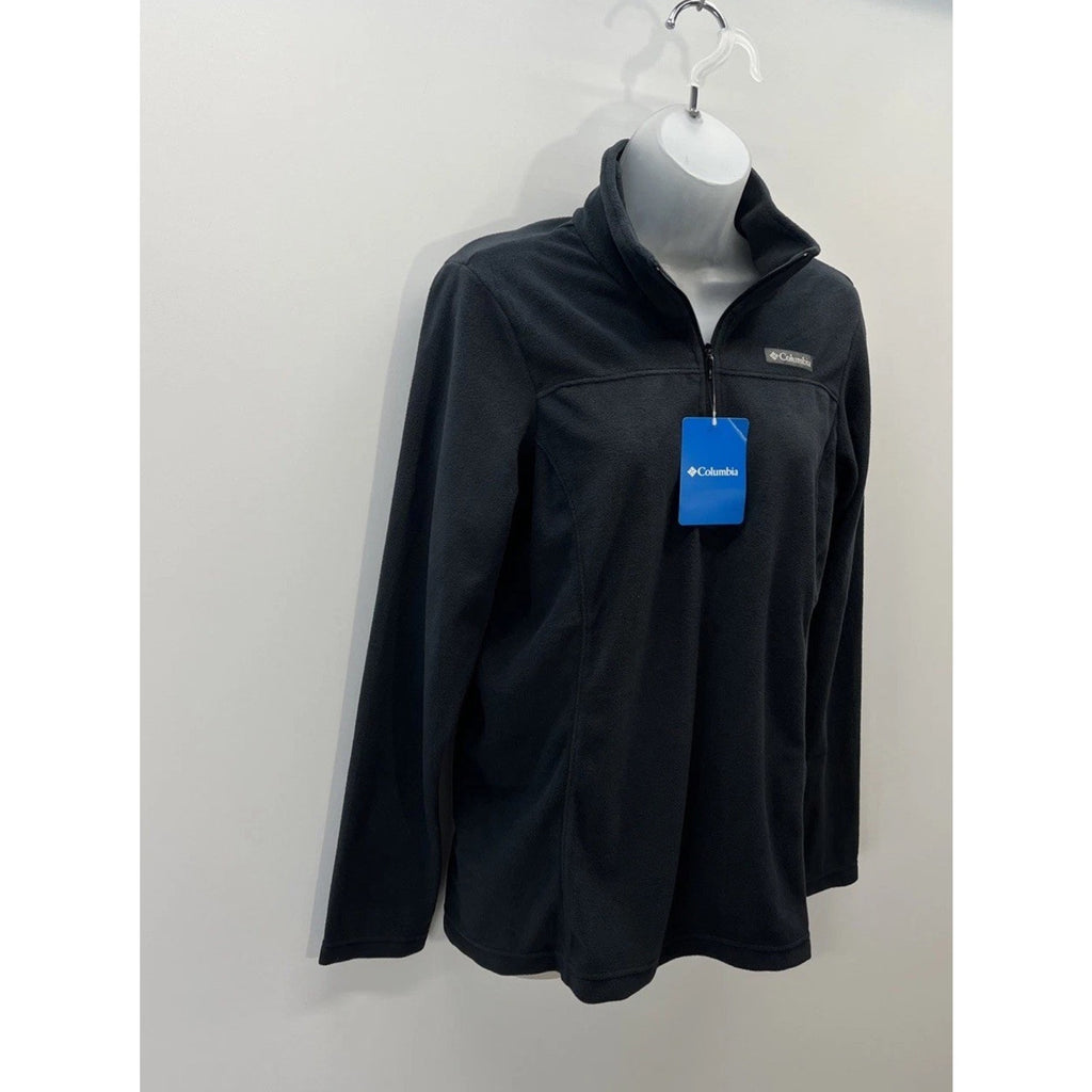 Columbia Black Half Zip Micro-Fleece Jacket Women Size M Lightweight Lake Aloha