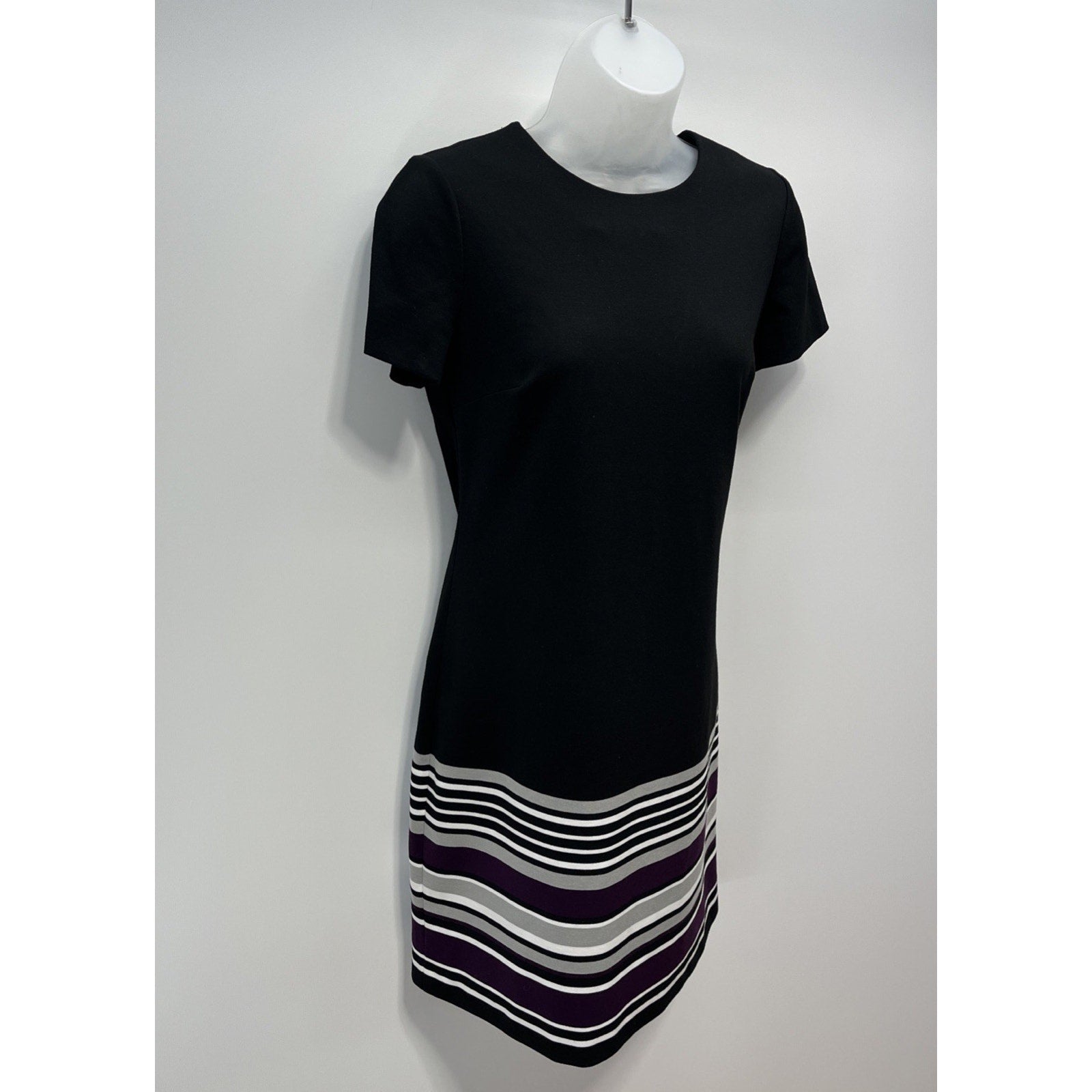 Calvin Klein Women's Striped-Hem A-Line Zip Up Dress Size 6