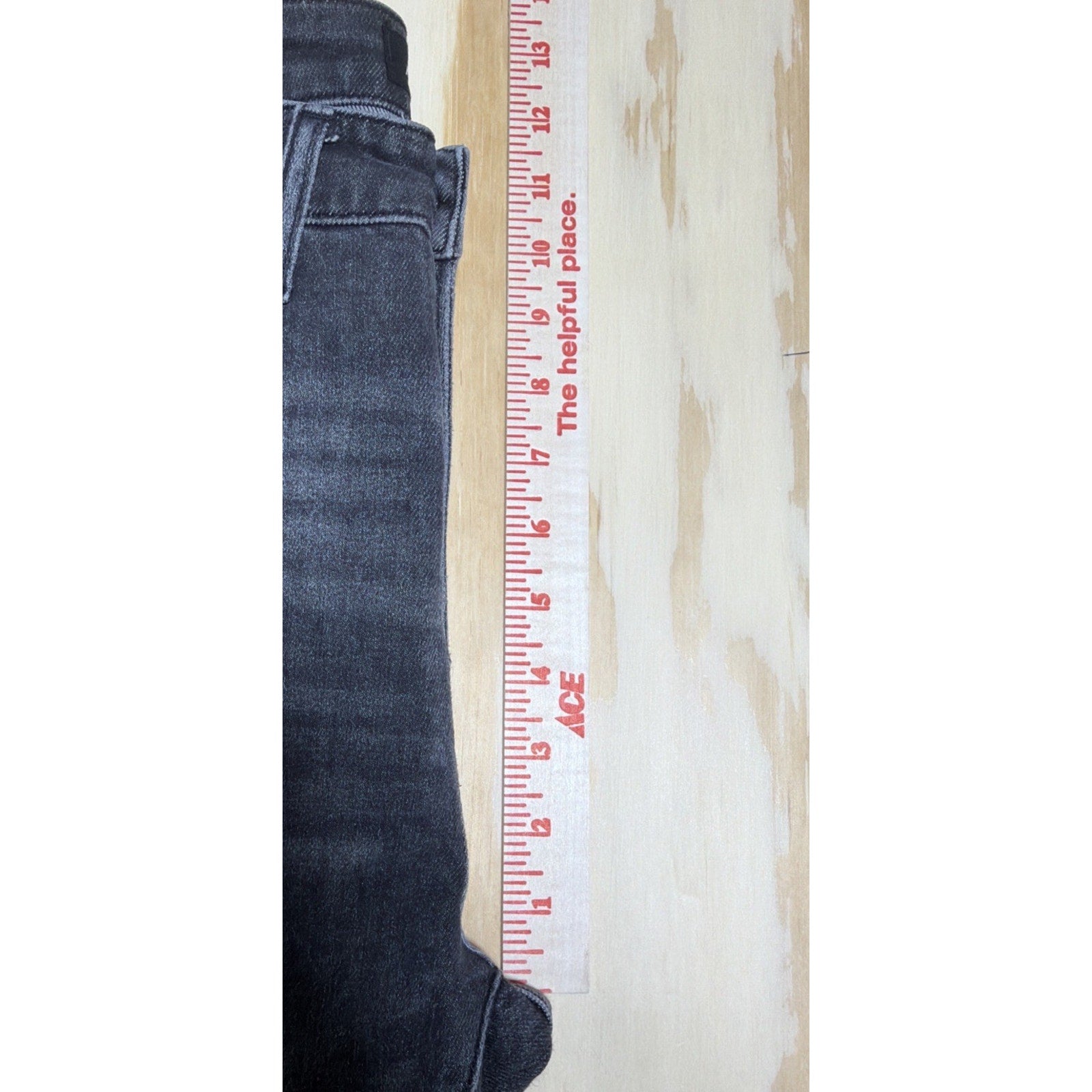 RISEN Raw Hem Cropped High Rise Flared Leg Black Washed Denim Jeans 5/27