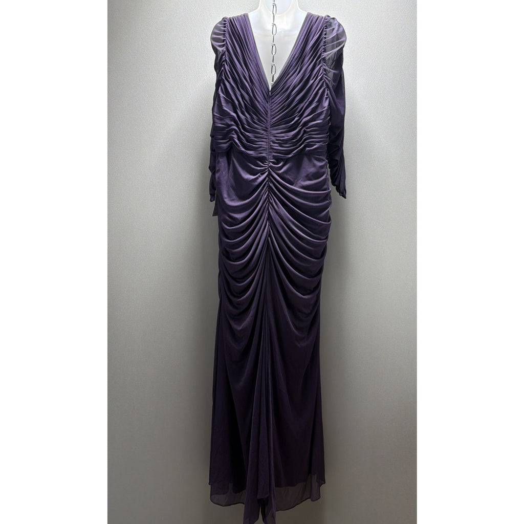 New Adrianna Papell Purple Ruched Lined Maxi Dress Plus Size 20W Evening Wear
