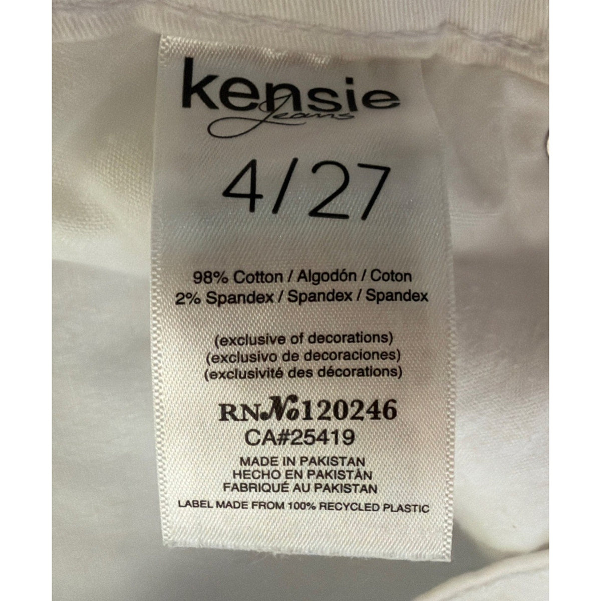 Kensie Jeans The Short White Denim Bermuda Shorts Cuffed Stretch Size 4/27