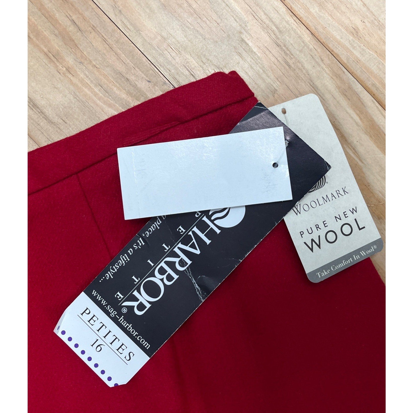 VTG Sag Harbor Petite Women Zip Workwear Casual Wool Red Pencil Skirt 16P NWT