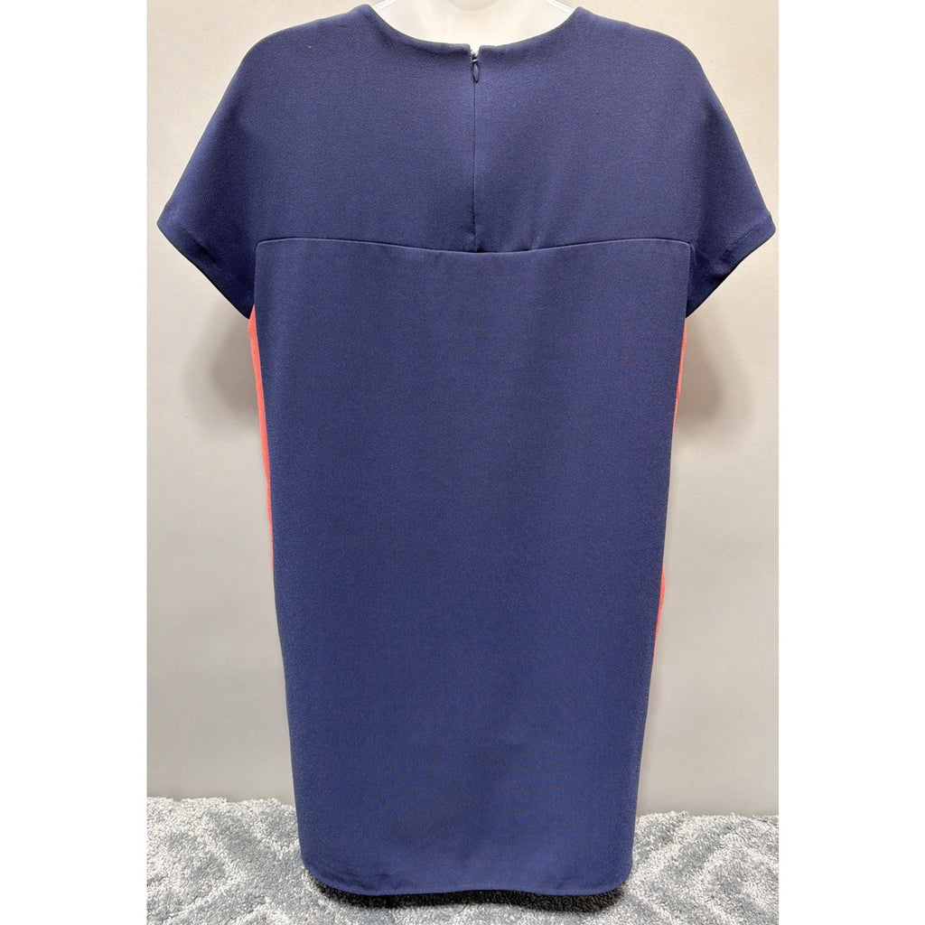 Banana Republic Color Block Shift Dress Size 8 Pink Blue Stretch Pockets