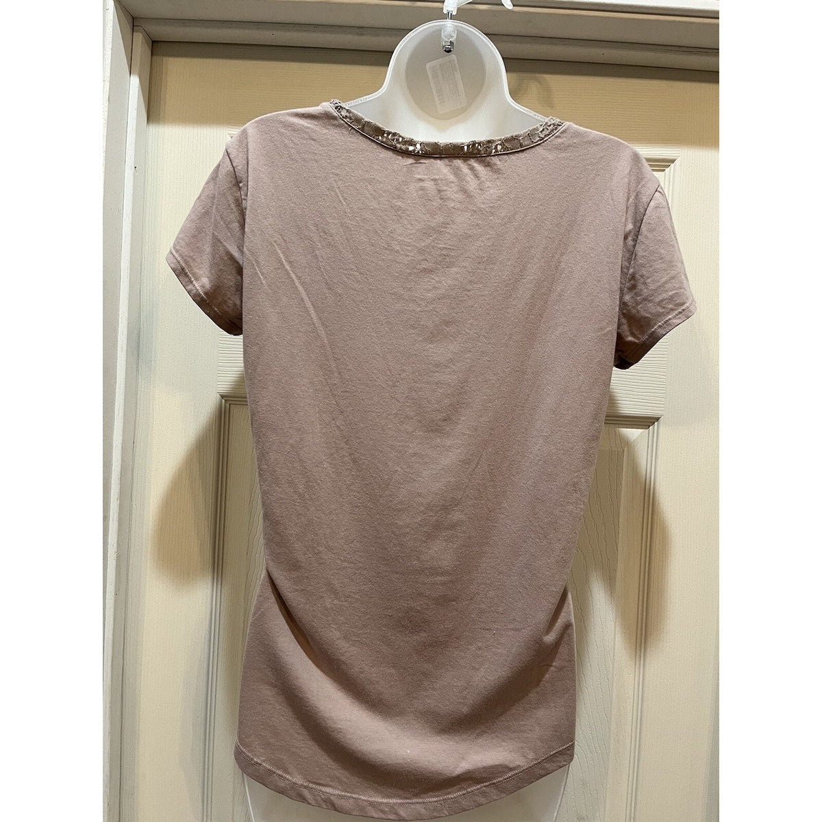Jasmine & Ginger Women's Size Large Embroidered Brown Short Sleeve Blouse