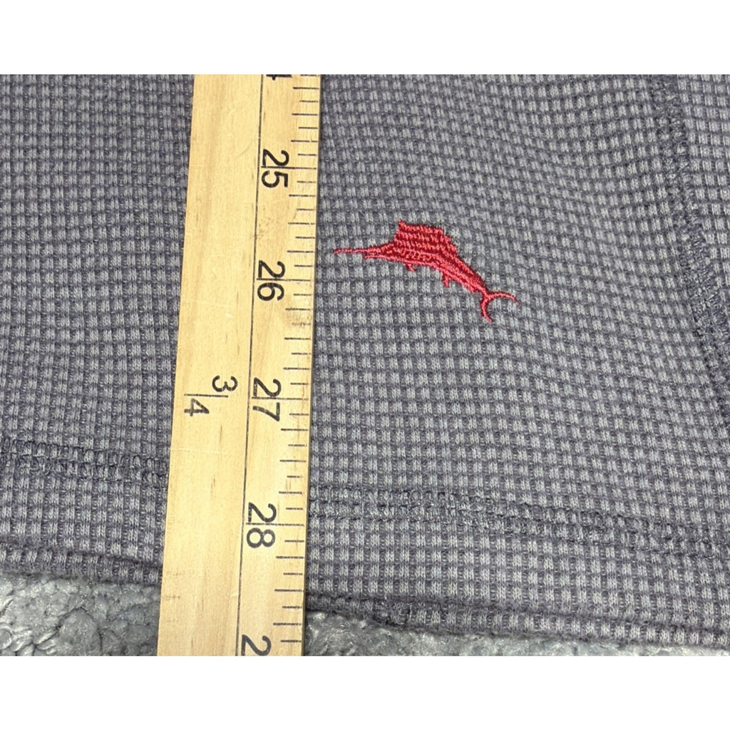 Tommy Bahama Shirt Men's XXL Gray Waffle Knit Thermal Cotton Stretch Casual