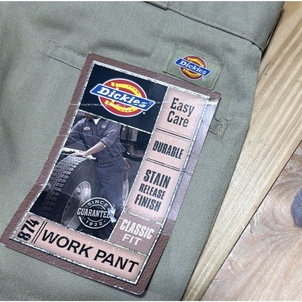 Vintage Dickies Khaki 874 Work Utility Streetwear Workwear Pants 34x29 NWT