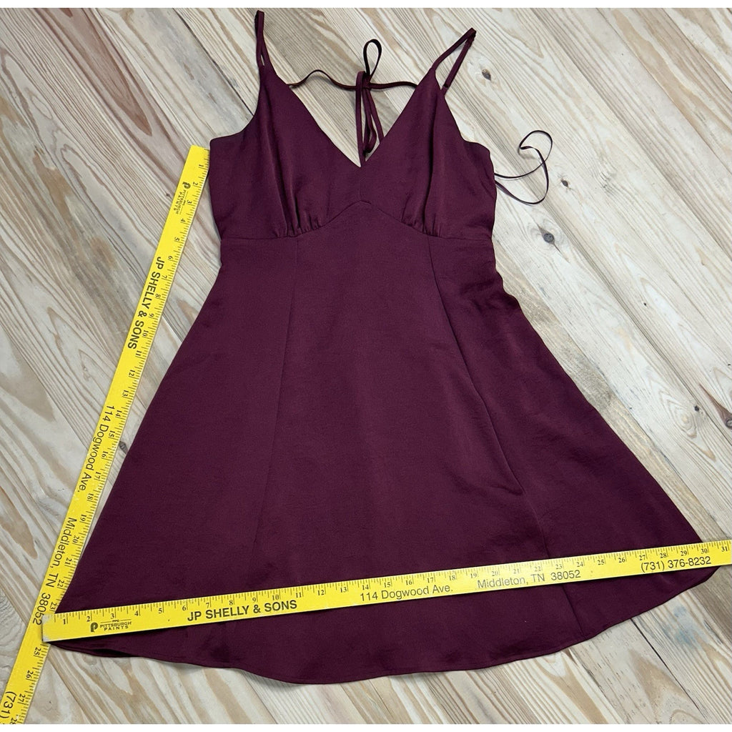 Express | Small | Maroon Velvet Sleeveless Deep-V Back Mini Cocktail Dress.