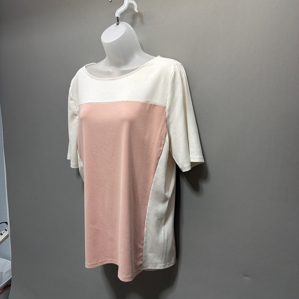Women’s Lauren Ralph Lauren Blouse/Top XXL Pink Cream Cotton Stretch