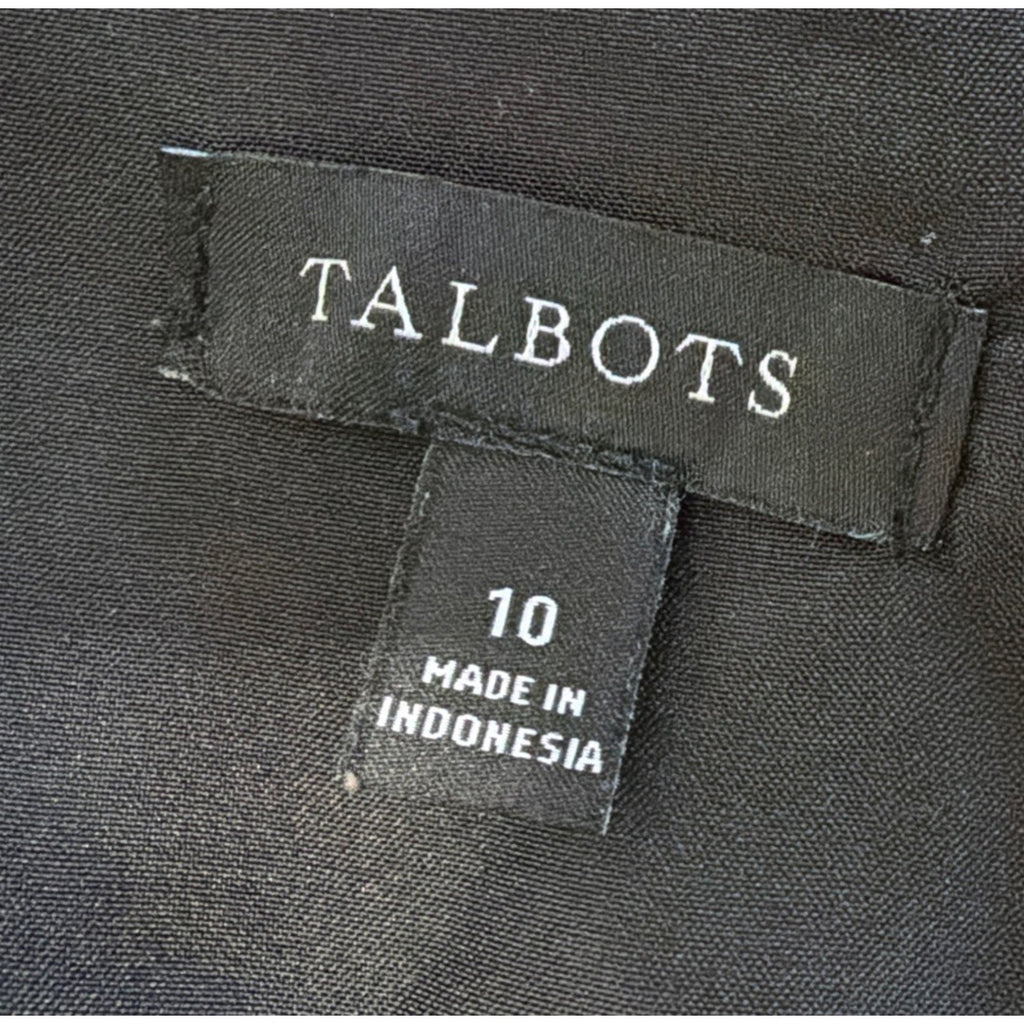 Talbots Black and White Elegant Lace Trim Lined Short Sleeve Sheath Dress Sz 10