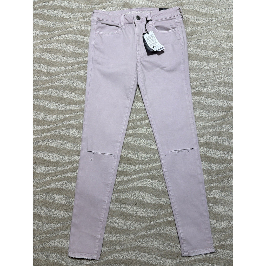 American Eagle Women's 6 Jeans Hi Rise Jegging Lavender Distressed Stretch NWT