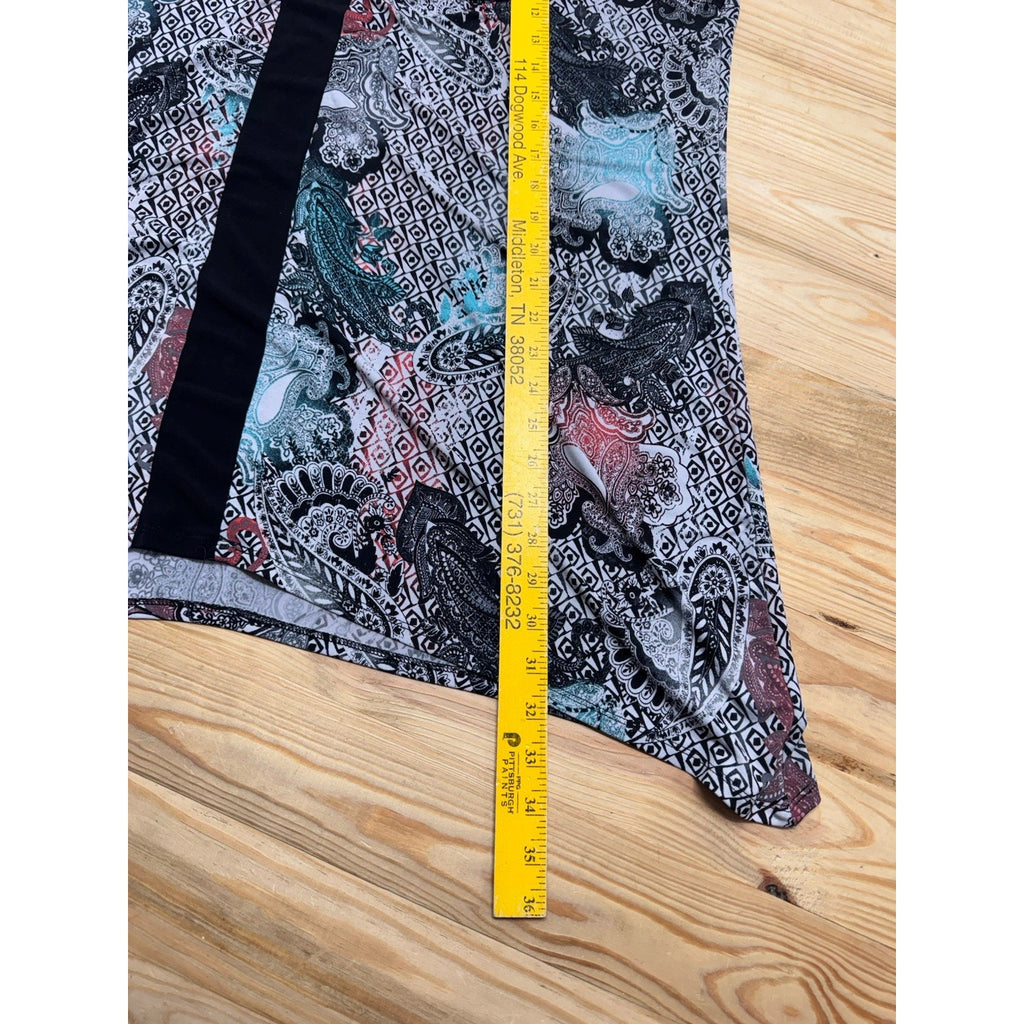 Liz Mccoy Sleeveless Paisley Black, White& Blue Blouse Women’s Plus Size 3X