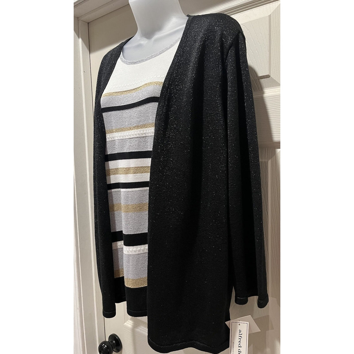 Womens Alfred Dunner Layered Sweater Pullover Size XL Shirt Cardigan Sparkly NWT